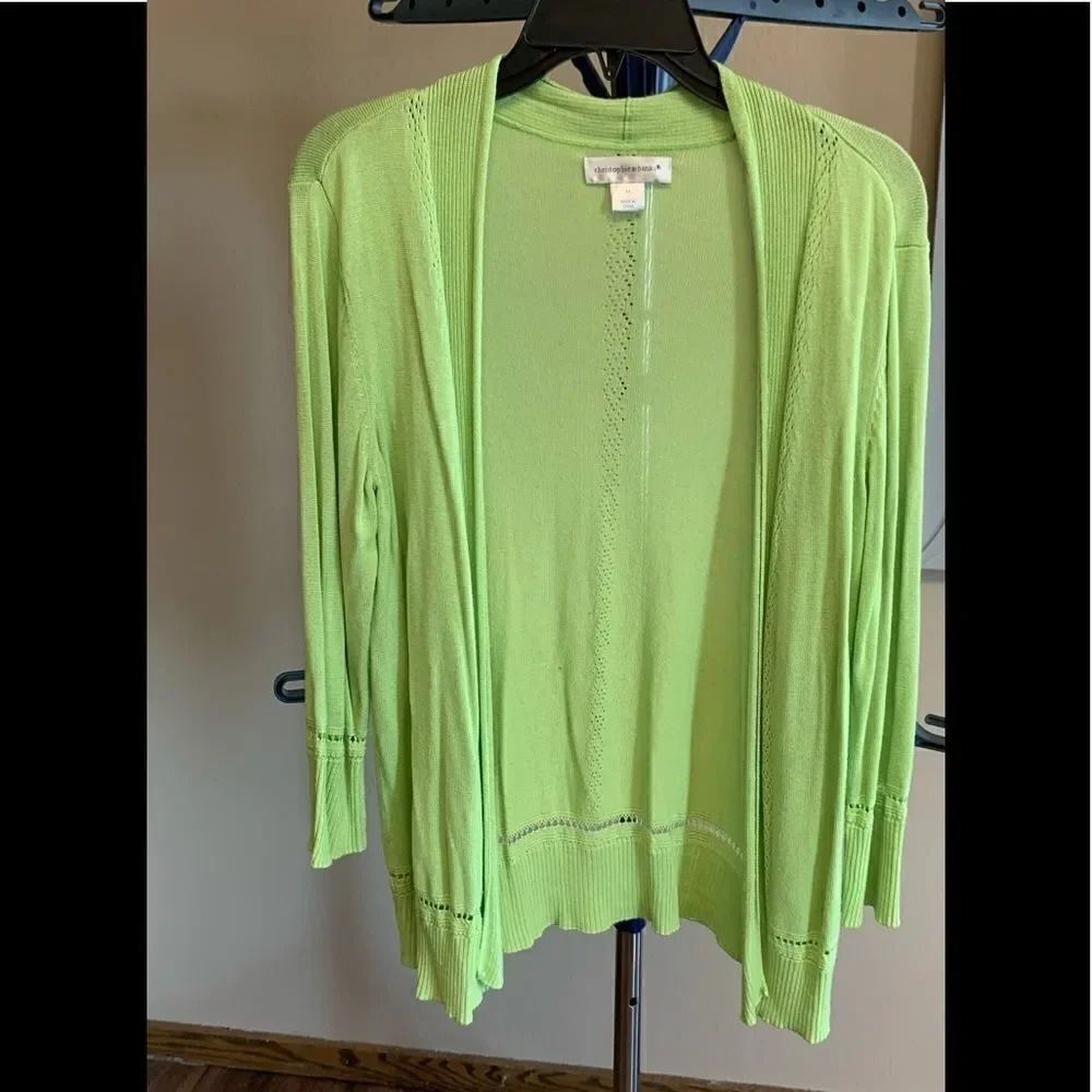 EUC. Mint Green Open Cardigan Christopher & Banks #WS5